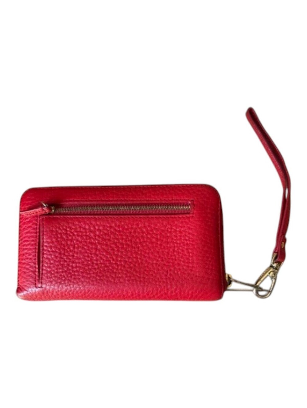Fossil Red Pebbled Leather Zip Wallet with Wrist Strap. - Picture 2 of 3